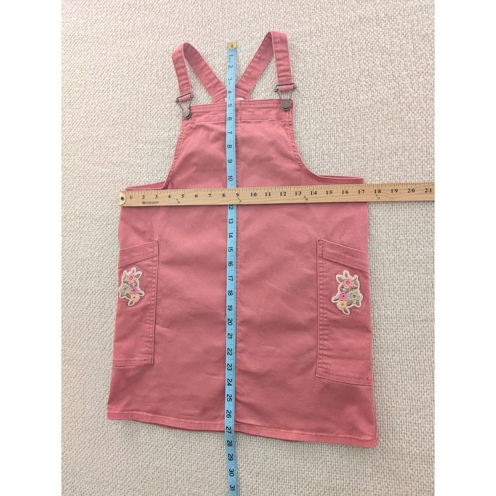 365 Kids Garanimals Mauve Pink Floral Embroidered Pinafore Overall Dress Size 8